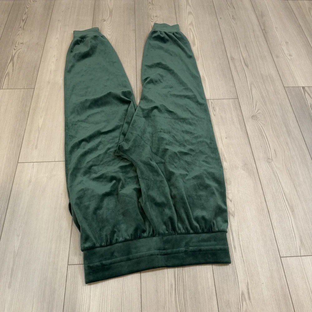 Victorias Secret Medium Pants Velour Jogger Elastic Waist Pull on Deep Green - Picture 8 of 11